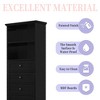 BY Black Tall Storage Cabinet with 3 Drawers & Adjustable Shelves, MDF Painted Cabinet for Bathroom, Study, Office & Home Interior - 3 of 4