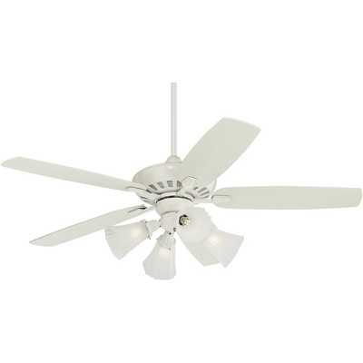 52" Casa Vieja Rustic Farmhouse Indoor Ceiling Fan with LED Light Remote Control White Metal Frosted Glass for Living Room Kitchen Bedroom