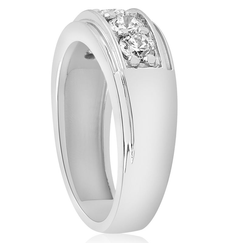 Pompeii3 1 ct Mens Diamond Five Stone Wedding Ring 10k White Gold, 3 of 6