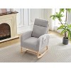 Modern Upholstered Nursery Rocking Chair with Glider, High Backrest, Padded Seat Accent Armchair for Living Room, Nursery, Bedroom,Grey - 4 of 4