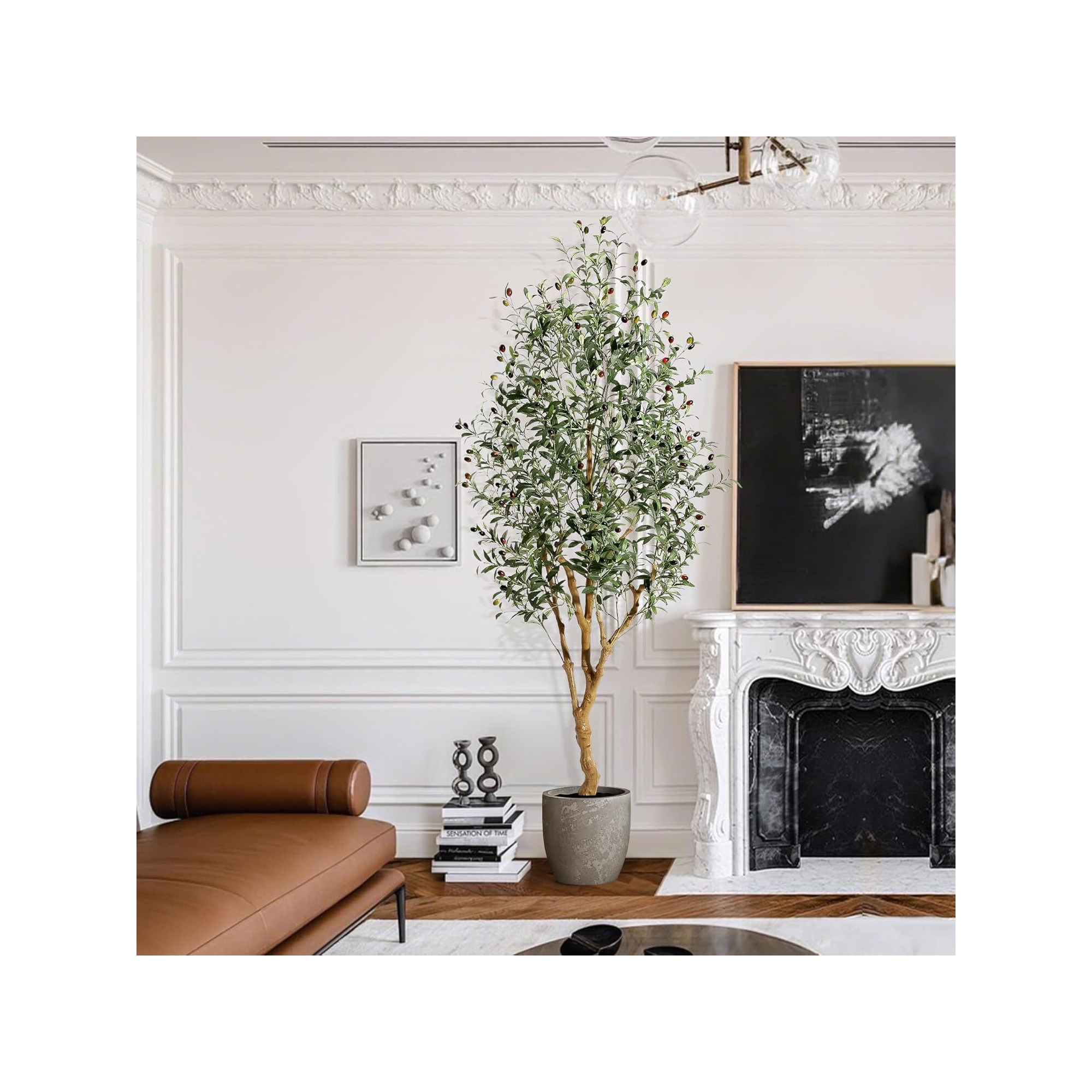 Garvee 7ft Faux Olive Tree, Tall Olive Tree Plants,Fake Potted Olive Silk Tree, Artificial Olive Trees for Modern Home Office Living Room Floor Decor