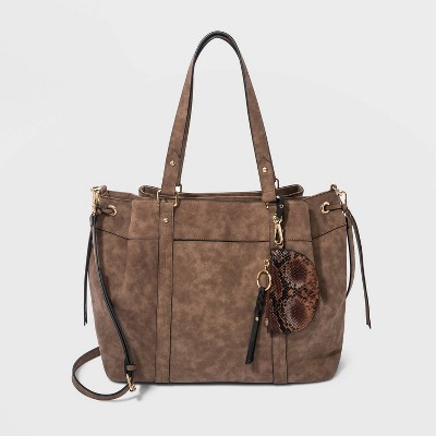 VR NYC Satchel Handbag with Handle Pouch - Taupe
