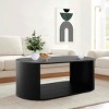 47.5 In Oval Coffee Table,Large Rectangle Coffee Table With Storage with Double Pedestal Base-Maison Boucle - 2 of 4