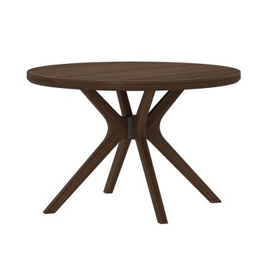 Verso 47'' Walnut Pine Round Dining Table with Cross Legs
