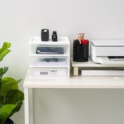 White Clear View Plastic 3-Drawer Desktop Organizer