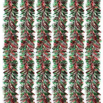 Juvale 6-Pack Christmas Tinsel Garland - Multicolored Sparkling Hanging Decoration - Perfect for Xmas and Other Festivities - 5.5x112"