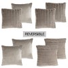 17” Plush Pillows – Set of 2 Gray Channel Striped Square Accent Pillow Inserts and Covers – For Bedroom or Living Room by Lavish Home - 3 of 4