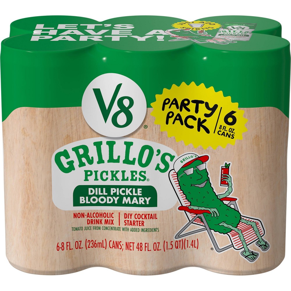 V8 Grillo s Pickles Dill Pickle Bloody Mary Mix 8 fl oz Can 6 Count
