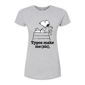Women's - Peanuts - Snoopy Typos Make Me Sic Fitted Graphic T-Shirt - 1 of 4