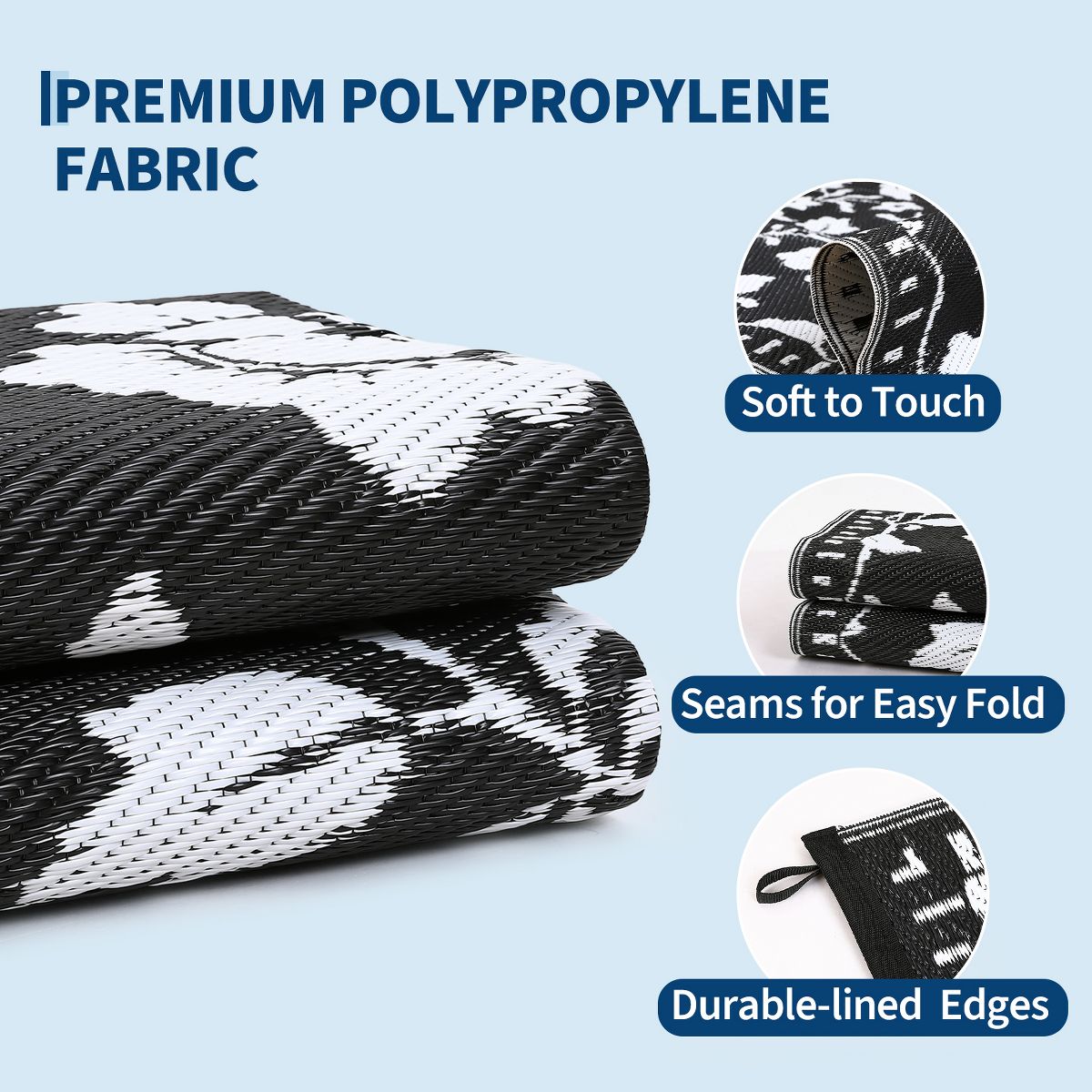Garvee Floral Outdoor Rug, Waterproof Reversible Plastic Straw Rug, Foldable Outdoor Area Rug for Patio, Picnic, Beach, Balcony - thumbnail 5