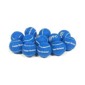 Midlee Blue Happy Birthday Dog Tennis Balls - 1 of 4