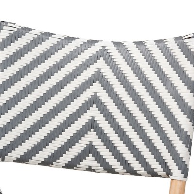 Gray and Natural Rattan Bistro Side Chair