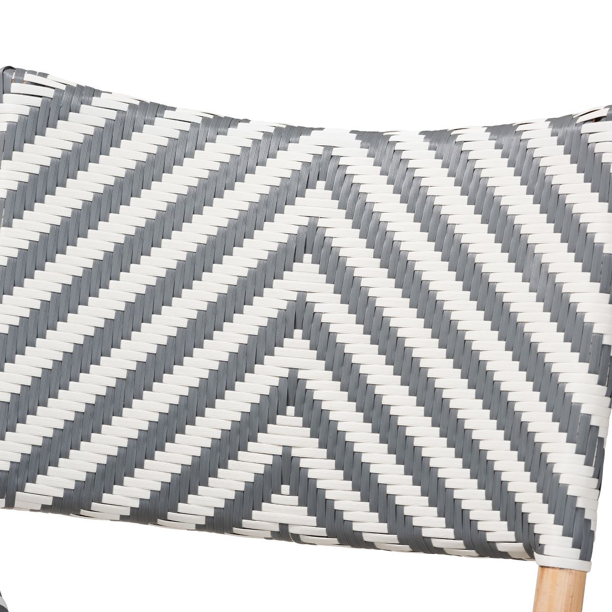 bali & pari Shai Modern French Grey and White Weaving and Natural Rattan Bistro Chair - thumbnail 6