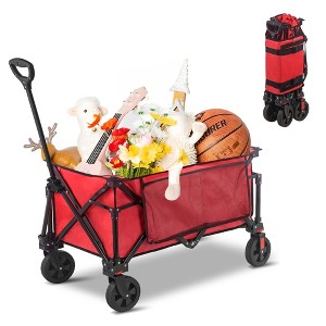 YARDSIGHT Collapsible Folding Wagon Cart, 220 lbs Heavy-Duty Utility Cart with All-Terrain Wheels and Side Storage for Camping, Shopping, Gardening - 1 of 4
