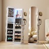 Fredees 360° Swivel Jewelry Armoire with Wavy Full-Length Mirror, Lockable Jewelry Organizer, Rotatable Standing Mirror with Storage - 3 of 4