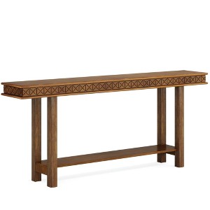 Resenkos Entryway Table, Console Sofa Table,70.9-Inch Console Table, Wood 2-Tier Sofa Table Long Entryway Accent Table Brown - 1 of 4