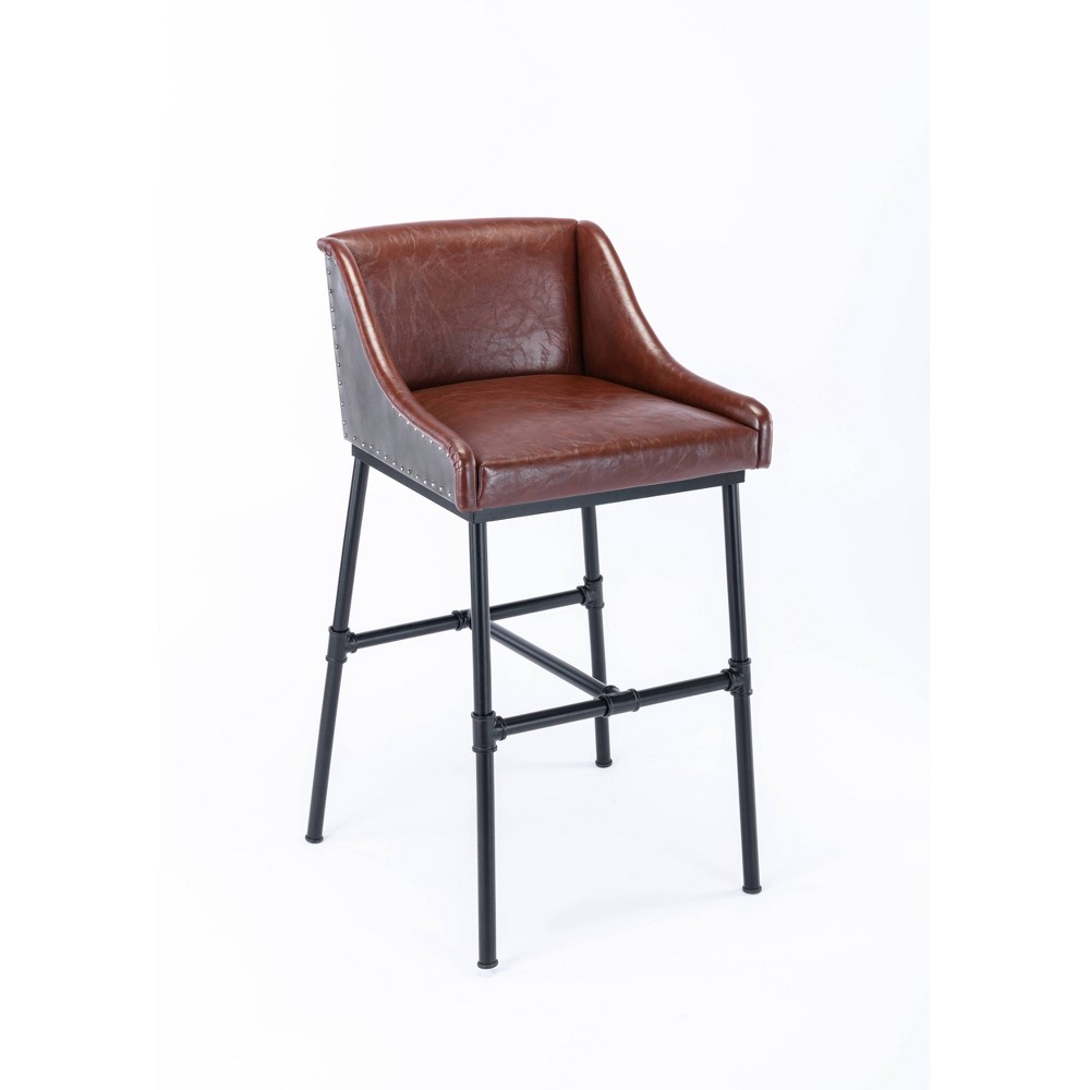 Parlor Adjustable Height Accent Chair Dessert Red - Boraam: Modern Faux Leather, Iron Frame, 90 Day Warranty