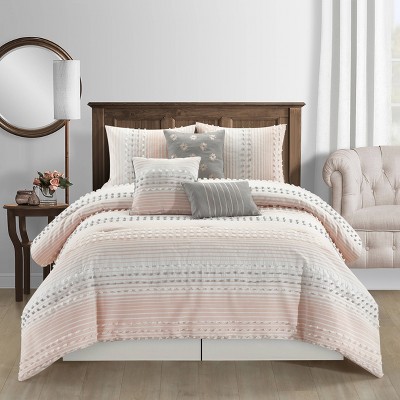 Clarion Pink Queen Microfiber 7-Piece Comforter Set