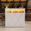 PAKASEPT L-Shaped Reception Desk with Lights and Glass Display Shelf, Front Desk with Drawer and Cabinet, Counter Table, White - 2 of 4