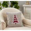 18"x18" Holiday with Plaid Christmas Tree Square Throw Pillow Cover Gray - Saro Lifestyle: 100% Cotton, Zipper Closure, Machine Washable - 3 of 3