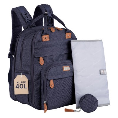 BabbleRoo Diaper Bag Backpack Stylish Hands-Free Baby Bag with Changing Pad, Stroller Straps & Water-Resistant