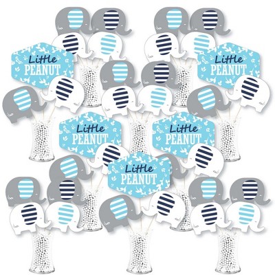 Big Dot of Happiness Blue Elephant - Boy Baby Shower or Birthday Party Centerpiece Sticks - Showstopper Table Toppers - 35 Pieces