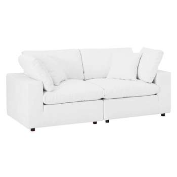 Commix Down Filled Overstuffed Vegan Leather Loveseat White - Modway