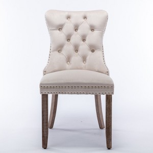 AZL1 Life Concept Accent Chairs Armless 2 Pcs Tufted Velvet Leisure Chair with Rubberwood Legs Modern Vanity for Bedroom, White, 25.5"*19.7"*37.4" - 1 of 4