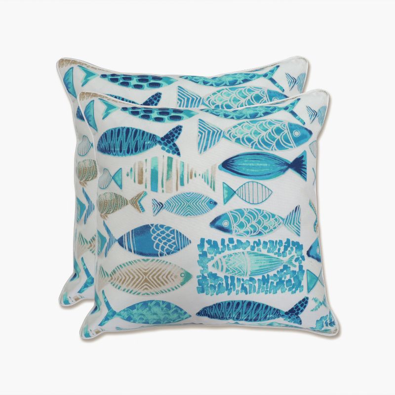 Hooked Nautical 2pc Square Outdoor Throw Pillow Set - Pillow Perfect, 1 of 8