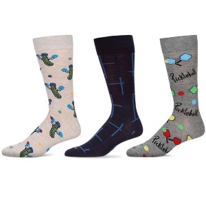 MeMoi Men's 3 Pair Pack Novelty Sports Crew Socks - 1 of 3