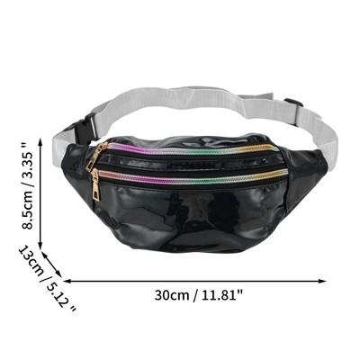 Unique Bargains Patent Leather Fanny Pack Black 1 Pc - image 3