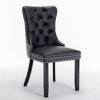 Zeus & Ruta High-End Modern Tufted Dining Chairs Set of 2 with PU Leather & Velvet Upholstery, Wood Legs with Nailhead Trim - 2 of 4
