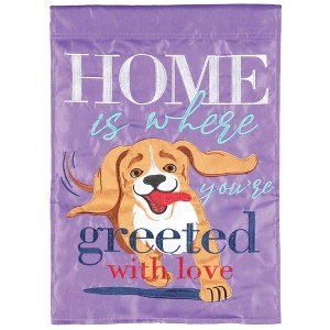 Magnolia Garden Home is Where You're Greeted with Love Dog 13 x 18 Inch Polyester Garden Flag - 1 of 2