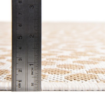 Beige and Ivory Synthetic Flat Woven Outdoor Rug, 8' x 10'