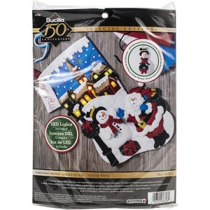 Bucilla Felt Stocking Applique Kit 18" Long-Christmas Village W/Lights - 1 of 3