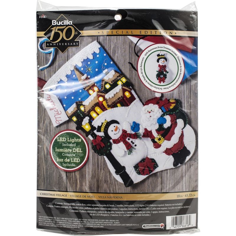 Christmas Village Felt Stocking Kit with LED Lights