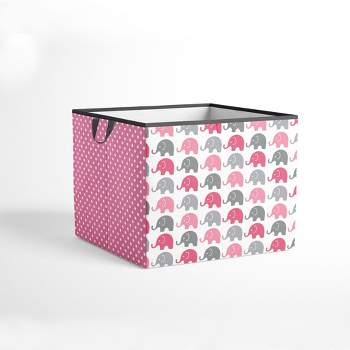 Bacati - Elephants Pink/Gray Storage Box Large