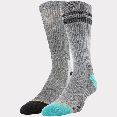 Signature Gold by GOLDTOE Men's Native Nomad Crew Fader Sport Striped Socks 2pk - Black