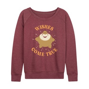 Women's - Disney - Wishes Come True Lightweight French Terry Wide Neck Long Sleeve Shirt - 1 of 4