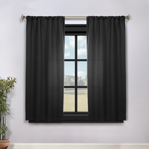 Classic Modern Solid Room Darkening Semi-Blackout Curtains, Rod Pocket, Set of 2 by Blue Nile Mills - image 1 of 4