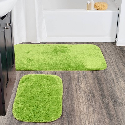 Lime-Aid Nylon Traditional Washable 2-Piece Bathroom Rug Set