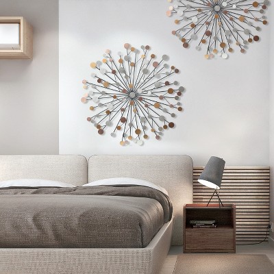 Mid-Century Modern Multicolor Iron Starburst Wall Sculpture