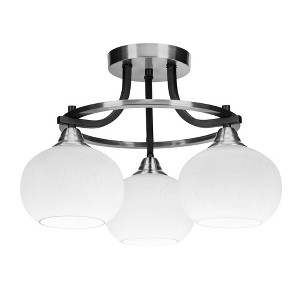 Toltec Lighting Paramount 3 - Light Flush Mount in  Matte Black/Brushed Nickel with 7" White Muslin Shade - 1 of 1