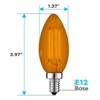 Luxrite E12 LED Filament Orange Light Bulb, 4.5W (40W Equivalent), Colored Glass Candelabra Bulb, UL Listed, E12 Base, Indoor Outdoor 4 Pack - 3 of 4