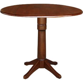 International Concepts 42 inches Round Dual Drop Leaf Pedestal Table - 36.3 inchesH, Espresso