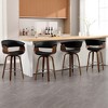 Bekrvio 26" Mid Century Modern Swivel Counter Height Bar Stools Set of 1/2/3/4 - PU Leather Upholstered,Walnut Bent Wood Legs for Kitchen Island - 3 of 4