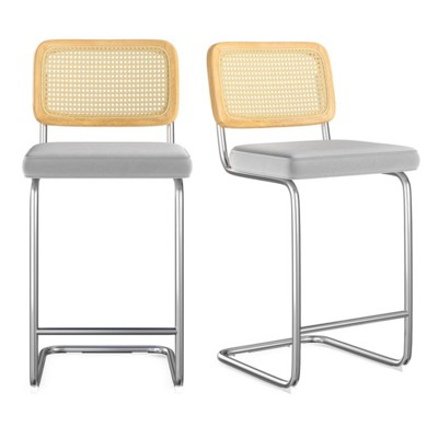 FURNIinspire Dining Chair, Counter Height Bar Stools Set of 2, Bar Chairs and Stools, Armless, Ideal for Kitchen Islands, Gray, 18.9"*17.7"*39.4"