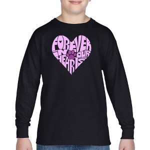 LA Pop Art Forever In Our Hearts - Boy's Word Art Long Sleeve T-Shirt - 1 of 4
