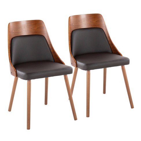 Set Of 2 Anabelle Mid Century Modern Dining Chairs Brown - Lumisource ...