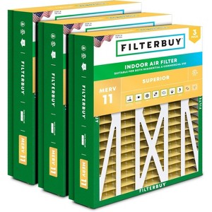 Filterbuy 21x21.5x5 Air Filter (3-Pack), Pleated MERV 11 Allergen Defense Replacement HVAC AC Furnace Filters for Trane & American Standard - 1 of 4